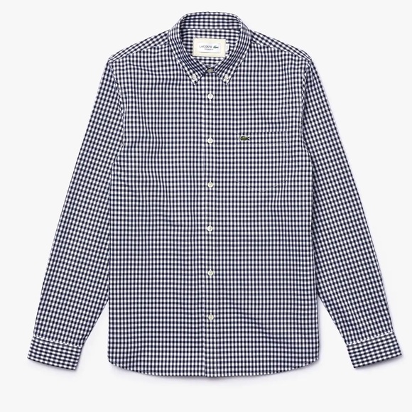 Lacoste Other - Men's Regular Fit Gingham Cotton Poplin Shirt, 38